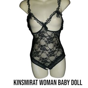 Black Lace Babydoll Bodysuit